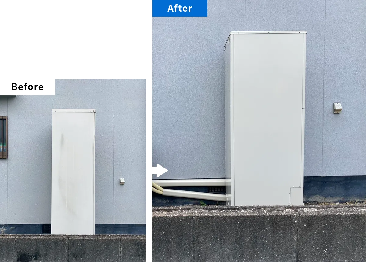 福山市駅家町O様邸 電気温水器撤去後、エコキュート取付工事 パナソニック　HE-S37LQS
