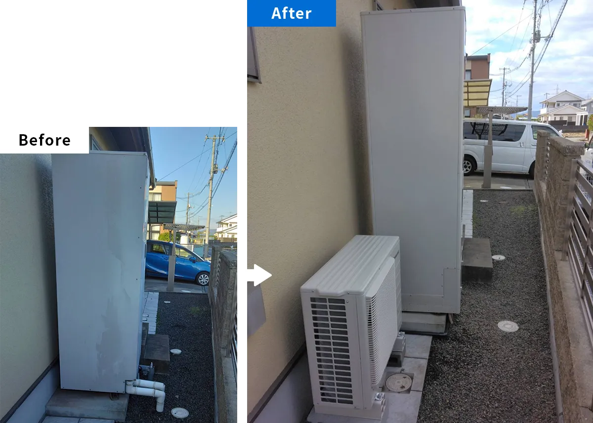 福山市御幸町H様邸 電気温水器からエコキュートへの交換工事 パナソニック　HE-S46LQS