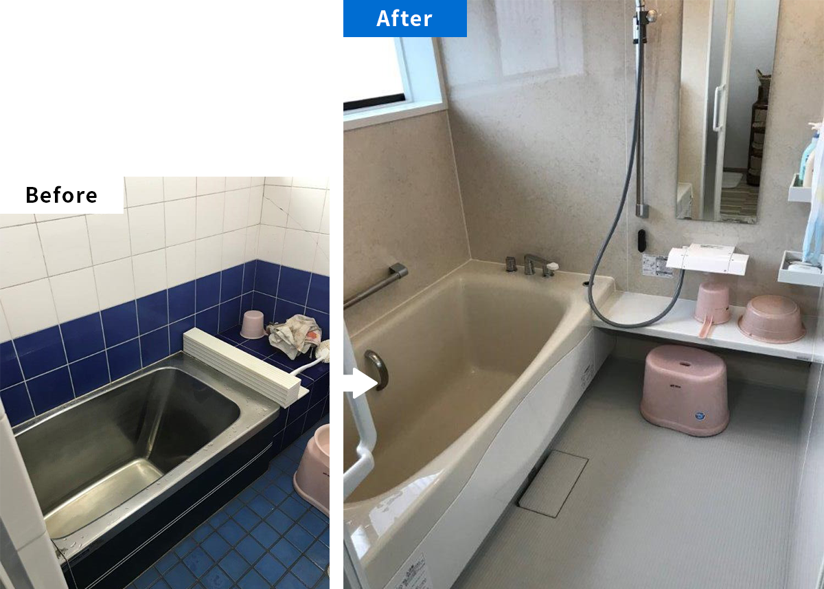 府中市K様邸 断熱効果に優れた浴室とリフォーム後の明るいキッチン・洗面所